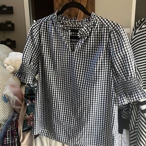 J.CREW BLUE/WHITE CHECK TOP
